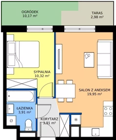 2 pokoje, mieszkanie 38,17 m², parter, oferta nr A.03, Osiedle MONO, Warszawa, Białołęka, Tarchomin, ul. Odkryta 53