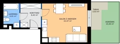 1 pokój, mieszkanie 33,30 m², parter, oferta nr C.59, Osiedle MONO, Warszawa, Białołęka, Tarchomin, ul. Odkryta 53