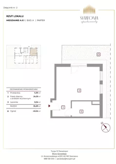 1 pokój, mieszkanie 35,89 m², parter, oferta nr A.0.1, Apartamenty Symfonia etap 1, Skórzewo, ul. Mozarta 2