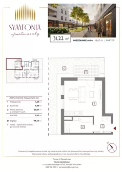 1 pokój, mieszkanie 31,22 m², parter, oferta nr A.0.4, Apartamenty Symfonia etap 1, Skórzewo, ul. Mozarta 2