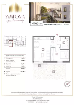 2 pokoje, mieszkanie 41,63 m², parter, oferta nr C.0.1, Apartamenty Symfonia etap 2, Skórzewo, ul. Mozarta 2