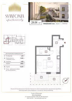 1 pokój, mieszkanie 29,91 m², parter, oferta nr C.0.2, Apartamenty Symfonia etap 2, Skórzewo, ul. Mozarta 2