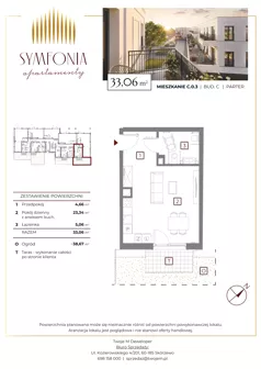 1 pokój, mieszkanie 33,06 m², parter, oferta nr C.0.3, Apartamenty Symfonia etap 2, Skórzewo, ul. Mozarta 2