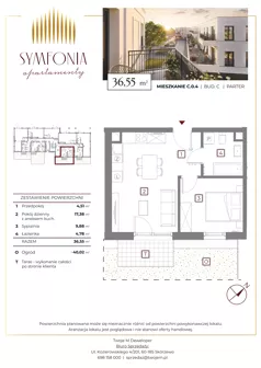 2 pokoje, mieszkanie 36,55 m², parter, oferta nr C.0.4, Apartamenty Symfonia etap 2, Skórzewo, ul. Mozarta 2
