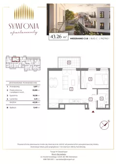 2 pokoje, mieszkanie 42,83 m², piętro 2, oferta nr D.2.10, Apartamenty Symfonia etap 2, Skórzewo, ul. Mozarta 2