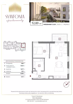 2 pokoje, mieszkanie 52,01 m², piętro 1, oferta nr C.1.13, Apartamenty Symfonia etap 2, Skórzewo, ul. Mozarta 2