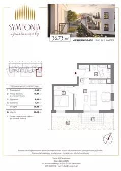 2 pokoje, mieszkanie 37,33 m², piętro 1, oferta nr D.1.16, Apartamenty Symfonia etap 2, Skórzewo, ul. Mozarta 2