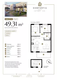 3 pokoje, mieszkanie 49,31 m², piętro 1, oferta nr 27-2, Komfortia, Skórzewo, ul. Chopina