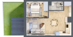 2 pokoje, mieszkanie 41,76 m², piętro 1, oferta nr B 1.01, Park Moniuszki II, Mysłowice, ul. Okrzei / Wielka Skotnica
