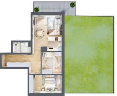 3 pokoje, mieszkanie 63,60 m², piętro 1, oferta nr B 1.04, Park Moniuszki II, Mysłowice, ul. Okrzei / Wielka Skotnica