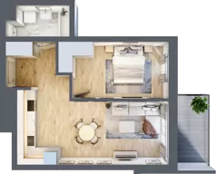 2 pokoje, mieszkanie 46,15 m², piętro 2, oferta nr A 2.04, Park Moniuszki II, Mysłowice, ul. Okrzei / Wielka Skotnica