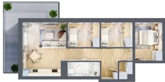 4 pokoje, mieszkanie 66,79 m², piętro 2, oferta nr B 2.04, Park Moniuszki II, Mysłowice, ul. Okrzei / Wielka Skotnica