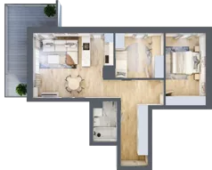 3 pokoje, mieszkanie 63,51 m², piętro 6, oferta nr B 6.05, Park Moniuszki II, Mysłowice, ul. Okrzei / Wielka Skotnica