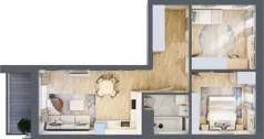 3 pokoje, mieszkanie 58,23 m², piętro 9, oferta nr B 9.01, Park Moniuszki II, Mysłowice, ul. Okrzei / Wielka Skotnica