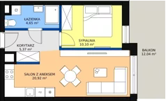 2 pokoje, mieszkanie 41,04 m², piętro 1, oferta nr VB.1.06, Vanda Park, Chorzów, Chorzów II, ul. Wandy 66
