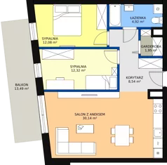 3 pokoje, mieszkanie 69,95 m², piętro 3, oferta nr VB.3.01, Vanda Park, Chorzów, Chorzów II, ul. Wandy 66