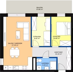 3 pokoje, mieszkanie 62,39 m², piętro 4, oferta nr VB.4.03, Vanda Park, Chorzów, Chorzów II, ul. Wandy 66