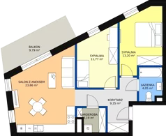 3 pokoje, mieszkanie 65,21 m², piętro 5, oferta nr VB.5.02, Vanda Park, Chorzów, Chorzów II, ul. Wandy 66