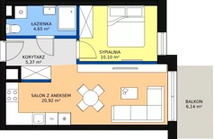 2 pokoje, mieszkanie 41,04 m², piętro 5, oferta nr VB.5.06, Vanda Park, Chorzów, Chorzów II, ul. Wandy 66