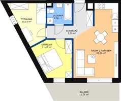 3 pokoje, mieszkanie 58,92 m², piętro 2, oferta nr VC.2.05, Vanda Park, Chorzów, Chorzów II, ul. Wandy 66