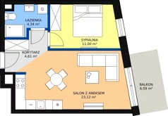 2 pokoje, mieszkanie 43,07 m², piętro 3, oferta nr VC.3.03, Vanda Park, Chorzów, Chorzów II, ul. Wandy 66