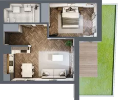 2 pokoje, mieszkanie 46,06 m², parter, oferta nr E.0.04, Wzgórze Poetów 2, Gliwice, Wójtowa Wieś, ul. T. Mazowieckiego