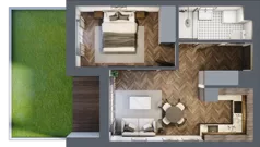 2 pokoje, mieszkanie 39,63 m², piętro 1, oferta nr F.1.10, Wzgórze Poetów 2, Gliwice, Wójtowa Wieś, ul. T. Mazowieckiego
