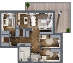 4 pokoje, mieszkanie 89,25 m², piętro 3, oferta nr F.3.01, Wzgórze Poetów 2, Gliwice, Wójtowa Wieś, ul. T. Mazowieckiego