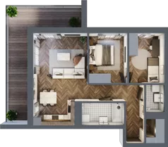 3 pokoje, mieszkanie 65,04 m², piętro 1, oferta nr F.1.02, Wzgórze Poetów 2, Gliwice, Wójtowa Wieś, ul. T. Mazowieckiego