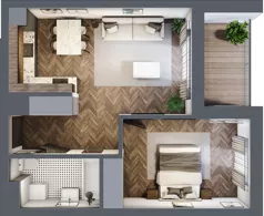 2 pokoje, mieszkanie 46,12 m², piętro 1, oferta nr F.1.04, Wzgórze Poetów 2, Gliwice, Wójtowa Wieś, ul. T. Mazowieckiego