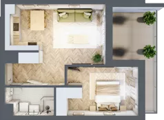 2 pokoje, mieszkanie 44,44 m², piętro 1, oferta nr D.1.4, Panorama Bańgów Etap II, Siemianowice Śląskie, Bańgów, ul. Bańgowska 32