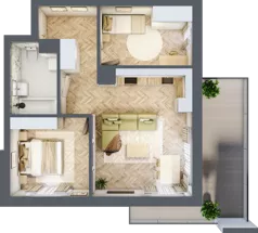 3 pokoje, mieszkanie 57,91 m², piętro 1, oferta nr D.1.7, Panorama Bańgów Etap II, Siemianowice Śląskie, Bańgów, ul. Bańgowska 32