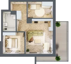3 pokoje, mieszkanie 57,91 m², piętro 2, oferta nr D.2.7, Panorama Bańgów Etap II, Siemianowice Śląskie, Bańgów, ul. Bańgowska 32