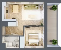 2 pokoje, mieszkanie 38,71 m², piętro 5, oferta nr E.5.3, Panorama Bańgów Etap II, Siemianowice Śląskie, Bańgów, ul. Bańgowska 32