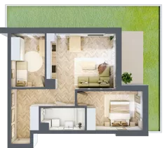 3 pokoje, mieszkanie 59,29 m², piętro 1, oferta nr E.1.3, Panorama Bańgów Etap II, Siemianowice Śląskie, Bańgów, ul. Bańgowska 32