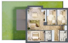 4 pokoje, mieszkanie 76,86 m², parter, oferta nr E.0.1, Panorama Bańgów Etap II, Siemianowice Śląskie, Bańgów, ul. Bańgowska 32