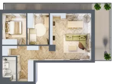 3 pokoje, mieszkanie 64,41 m², piętro 1, oferta nr E.1.5, Panorama Bańgów Etap II, Siemianowice Śląskie, Bańgów, ul. Bańgowska 32
