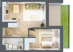 2 pokoje, mieszkanie 44,44 m², parter, oferta nr F.0.3, Panorama Bańgów Etap II, Siemianowice Śląskie, Bańgów, ul. Bańgowska 32