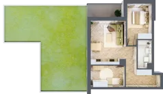 3 pokoje, mieszkanie 59,29 m², piętro 1, oferta nr E.1.3, Panorama Bańgów Etap II, Siemianowice Śląskie, Bańgów, ul. Bańgowska 32