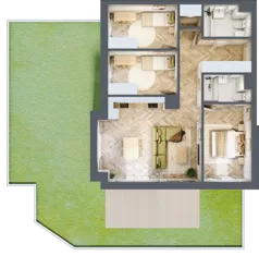 4 pokoje, mieszkanie 76,86 m², parter, oferta nr F.0.1, Panorama Bańgów Etap II, Siemianowice Śląskie, Bańgów, ul. Bańgowska 32