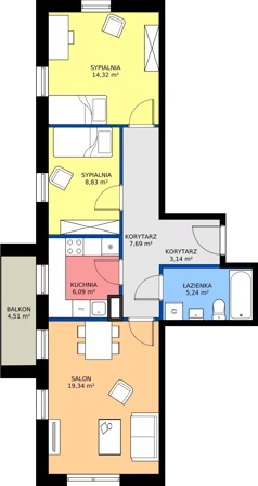3 pokoje, mieszkanie 64,65 m², piętro 1, oferta nr A1 205, MOTTO Wojnów, Wrocław, Psie Pole-Zawidawie, Wojnów, ul. Strachocińska