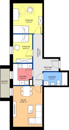 3 pokoje, mieszkanie 51,70 m², piętro 2, oferta nr A1 304, MOTTO Wojnów, Wrocław, Psie Pole-Zawidawie, Wojnów, ul. Strachocińska