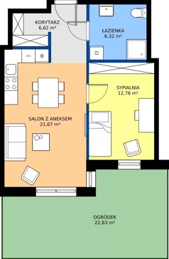 2 pokoje, mieszkanie 47,37 m², parter, oferta nr A2 102, MOTTO Wojnów, Wrocław, Psie Pole-Zawidawie, Wojnów, ul. Strachocińska