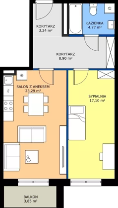 2 pokoje, mieszkanie 57,30 m², piętro 1, oferta nr B1 202, MOTTO Wojnów, Wrocław, Psie Pole-Zawidawie, Wojnów, ul. Strachocińska