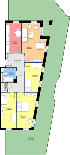4 pokoje, mieszkanie 95,05 m², parter, oferta nr C3 101, MOTTO Wojnów, Wrocław, Psie Pole-Zawidawie, Wojnów, ul. Strachocińska
