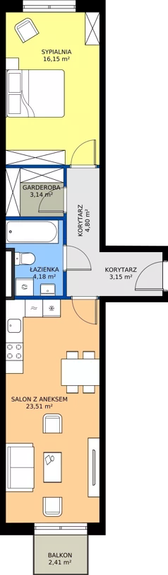 2 pokoje, mieszkanie 54,93 m², piętro 1, oferta nr C3 204 , MOTTO Wojnów, Wrocław, Psie Pole-Zawidawie, Wojnów, ul. Strachocińska