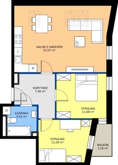 3 pokoje, mieszkanie 56,92 m², piętro 2, oferta nr C3 301, MOTTO Wojnów, Wrocław, Psie Pole-Zawidawie, Wojnów, ul. Strachocińska