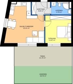 2 pokoje, apartament 48,80 m², parter, oferta nr A015, Aparthotel Polanica Sport Resort, Polanica-Zdrój, ul. Górska