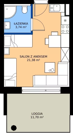 1 pokój, apartament 25,12 m², piętro 1, oferta nr A108, Aparthotel Polanica Sport Resort, Polanica-Zdrój, ul. Górska