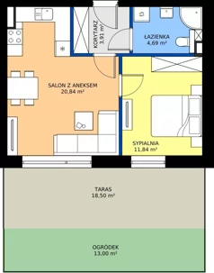 2 pokoje, apartament 41,28 m², parter, oferta nr A-101, Aparthotel Polanica Sport Resort, Polanica-Zdrój, ul. Górska
